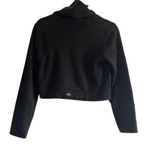 Alo Yoga Cropped Funnel Neck Sweatshirt – Black – Women’s Small (Size Estimated)